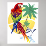 Tropical Paradise with Macaw and Cruise Ship posters