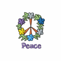 Tropical Peace Sign Embroidered on Tee embroidered shirts by TheBluePlanet Tropical Peace Sign Embroidered on Tee embroidered shirts