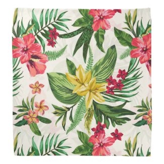 Tropical Pink And Yellow Flowers Bandana