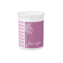 Tropical Pink Chevron Pattern Pitcher