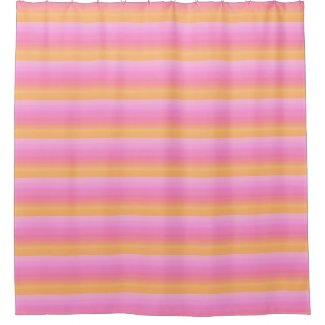 Tropical Pink Orange Sunset Stripes Shower Curtain