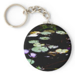 Tropical Pink purple flowers lillies pads Key Chains