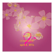 Tropical/plumerias/destination wedding custom announcement