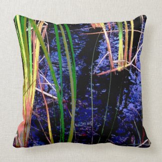 Tropical Pond Grasses Throw Pillows