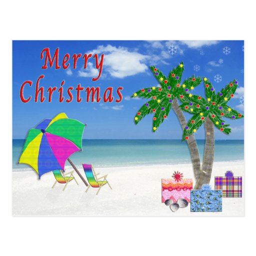 Tropical Postcards Christmas Beach Cards | Zazzle