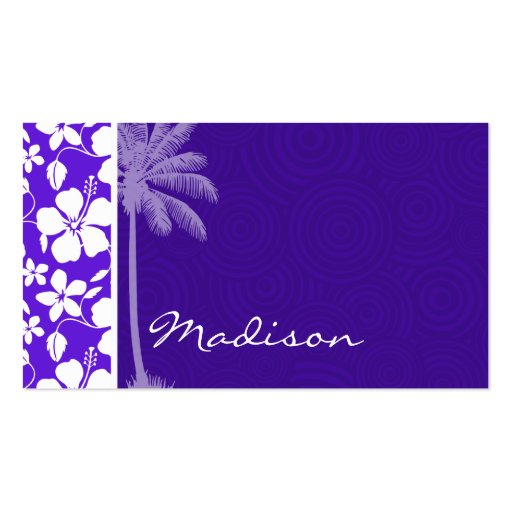 Tropical Purple Hibiscus Business Card Template