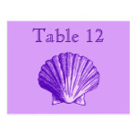 Tropical Purple Sea Shell  Reception Table Numbers Postcards