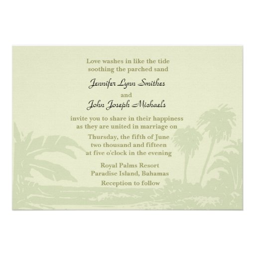 Tropical Rendezvous Wedding Invitation (front side)