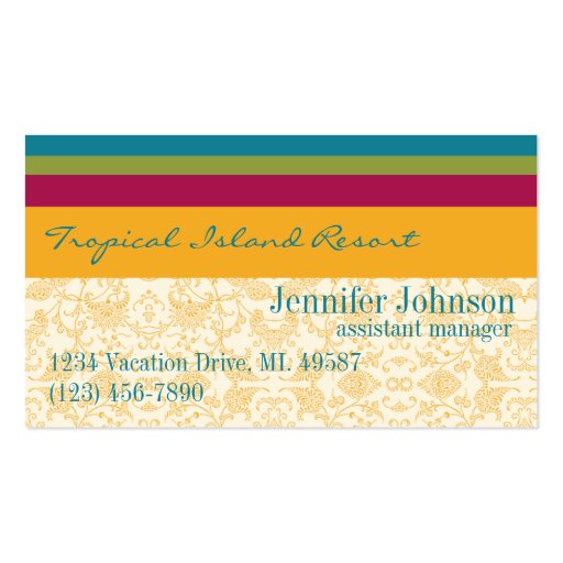 Tropical Resort Manager Business Card (front side)