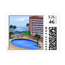 Tropical Resort Wedding Postage Stamps