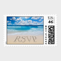 Tropical RSVP Wedding Postage stamps
