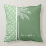 Tropical Sage Green Circles Throw Pillows