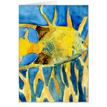 tropical saltwater fish sea life art painting gift card