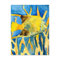 tropical saltwater fish sea life art painting gift post cards