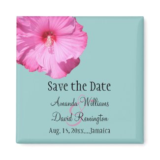 Tropical Save the Date (turquoise) zazzle_magnet