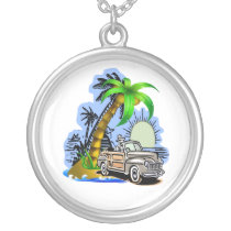 Tropical scene personalized necklace