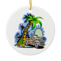 Tropical scene christmas tree ornament