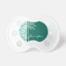 Tropical Seafoam Green Damask Pacifier