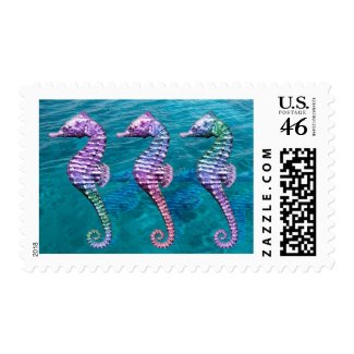 Tropical Seahorses in the Water stamp