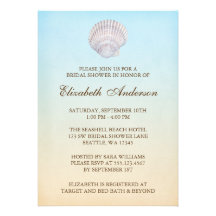 Tropical Seashell Beach Bridal Shower Custom Announcements