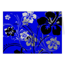 flourish, design, blue, tropical, greeting, card, note, hibiscus, flower, flowers, floral, art, nature, gift, gifts, Card with custom graphic design