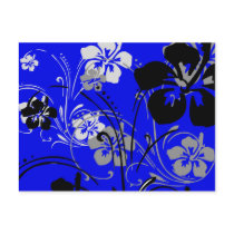flourish, design, blue, tropical, postcard, hibiscus, flower, flowers, floral, art, nature, Postcard with custom graphic design