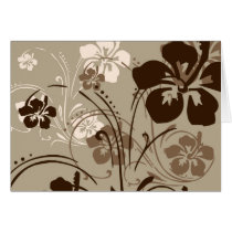 flourish, design, brown, tropical, card, cards, greeting, note, hibiscus, flower, flowers, floral, nature, art, gift, gifts, Card with custom graphic design