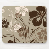 flourish, design, brown, tropical, mousepad, mousepads, hibiscus, flower, flowers, floral, nature, art, gift, gifts, Mouse pad com design gráfico personalizado