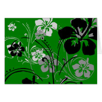 flourish, design, green, tropical, greeting, card, note, hibiscus, flower, flowers, floral, nature, art, gift, gifts, Card with custom graphic design