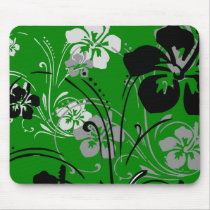 flourish, design, green, tropical, mousepad, hibiscus, flower, flowers, floral, nature, art, gift, gifts, Mouse pad with custom graphic design