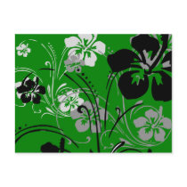flourish, design, green, tropical, postcard, hibiscus, flower, flowers, floral, art, nature, Postcard with custom graphic design
