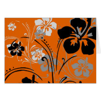 flourish, design, orange, tropical, greeting, note, card, cards, hibiscus, flower, flowers, floral, nature, art, gift, gifts, Card with custom graphic design
