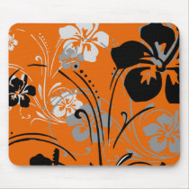 flourish, design, orange, tropical, mousepad, hibiscus, flower, flowers, floral, nature, art, gift, gifts, Mouse pad with custom graphic design