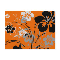 flourish, design, orange, tropical, postcard, hibiscus, flower, flowers, floral, art, nature, Postcard with custom graphic design