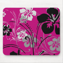 flourish, design, pink, tropical, mousepad, hibiscus, flower, flowers, floral, art, gift, gifts, nature, landscapes, Mouse pad com design gráfico personalizado