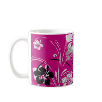flourish, design, pink, tropical, mug, mugs, hibiscus, flower, flowers, floral, art, gift, gifts, Mug with custom graphic design