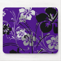 flourish, design, purple, tropical, mousepad, hibiscus, flower, flowers, floral, art, nature, gift, gifts, Mouse pad with custom graphic design