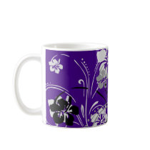 flourish, design, purple, tropical, mug, mugs, hibiscus, flower, flowers, floral, art, nature, gift, gifts, Mug with custom graphic design