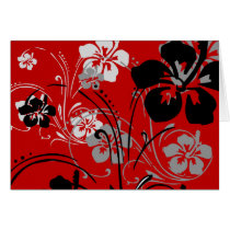 flourish, design, red, tropical, greeting, card, note, hibiscus, flower, flowers, floral, art, nature, gift, gifts, Card with custom graphic design