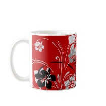 flourish, design, red, tropical, mug, mugs, hibiscus, flower, flowers, floral, art, nature, gift, gifts, Mug with custom graphic design