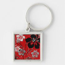 flourish, design, red, tropical, magnet, hibiscus, flower, flowers, floral, art, nature, gift, gifts, Keychain with custom graphic design