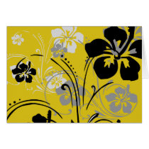 flourish, design, yellow, tropical, card, cards, hibiscus, flower, flowers, floral, nature, art, gift, gifts, Card with custom graphic design