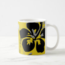 flourish, design, yellow, tropical, mug, mugs, hibiscus, flower, flowers, floral, nature, art, gift, gifts, Mug with custom graphic design
