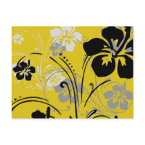 flourish, design, yellow, tropical, postcard, hibiscus, flower, flowers, floral, nature, art, Postcard with custom graphic design