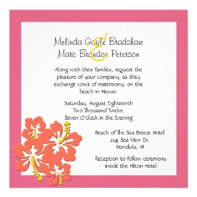 Tropical Sherbert Hibiscus Wedding Invitation