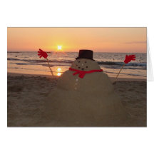 Tropical Snowman Greeting Card