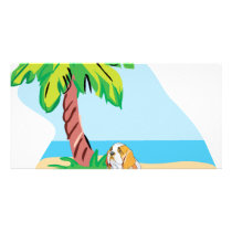 Tropical St Bernard Personalized Photo Card
