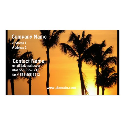 Tropical Sunset Business Card (front side)