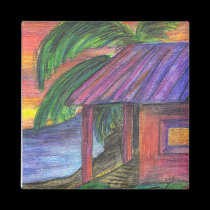 Tropical sunset magnets