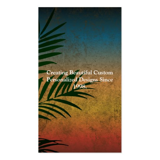 Tropical Sunset Palm Fronds Business Cards (back side)